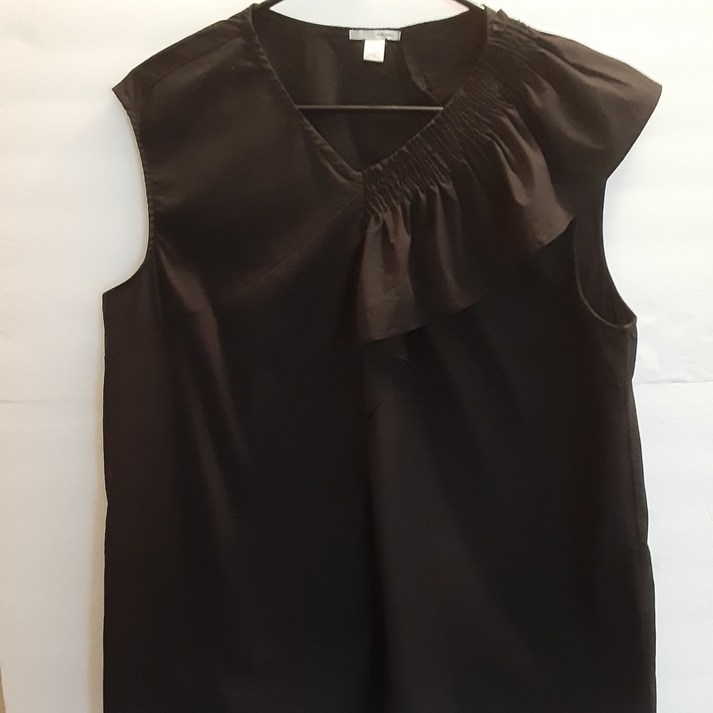 Halogen Woven Gathered Ruffle Tank Top Medium